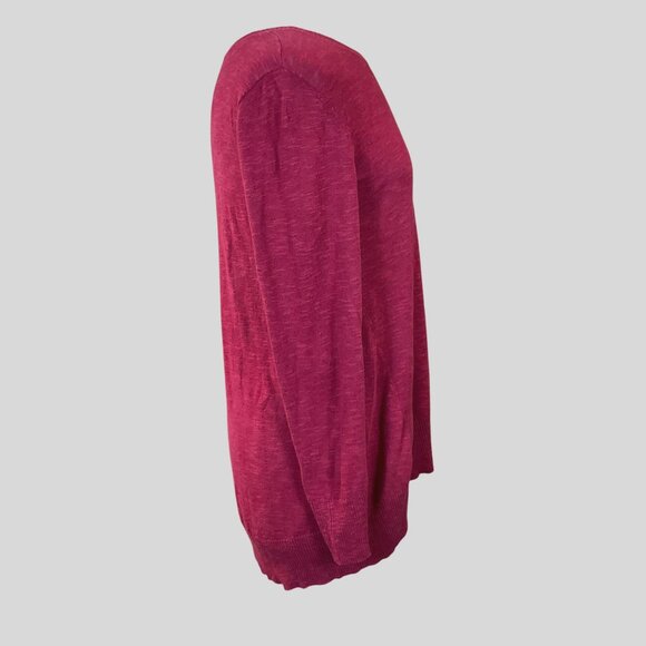 Eileen Fisher Long Sleeve Crewneck Organic Linen & Cotton Red Tunic Sweater M - Picture 3 of 7